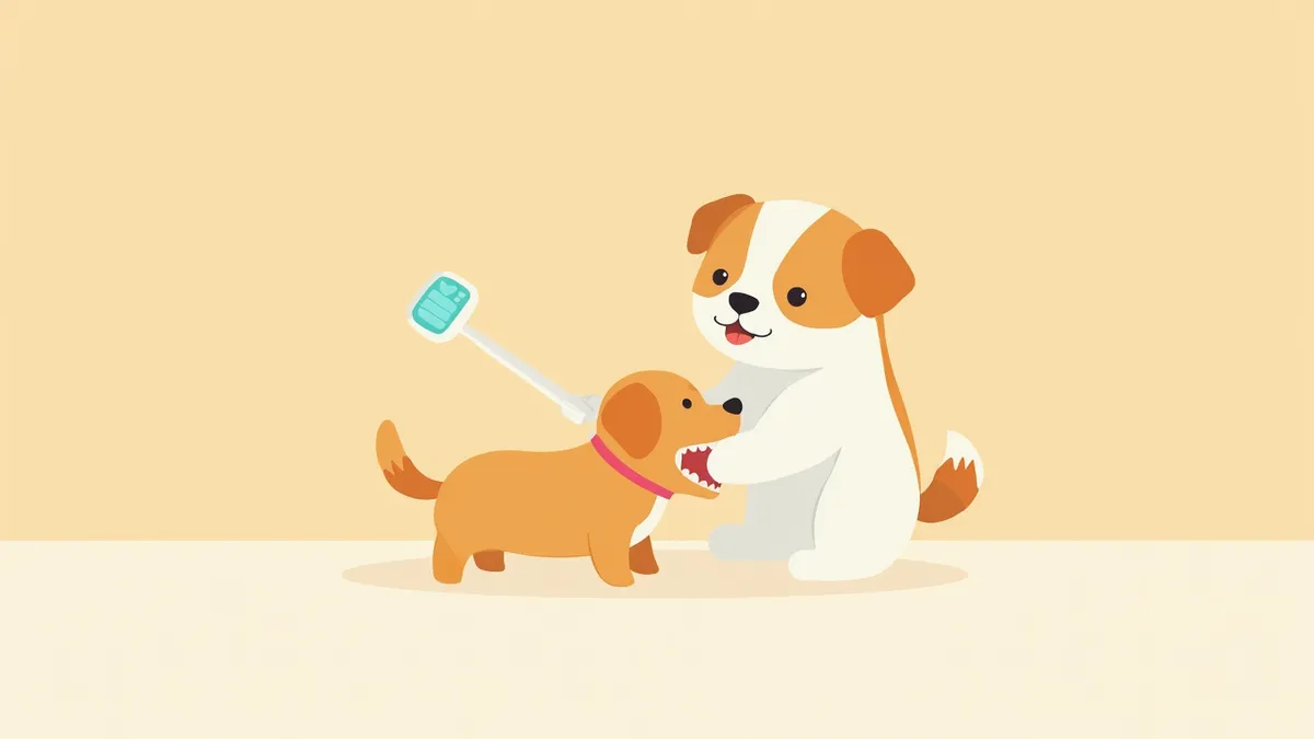 수의사에게 구강 검진을 받는 강아지 일러스트