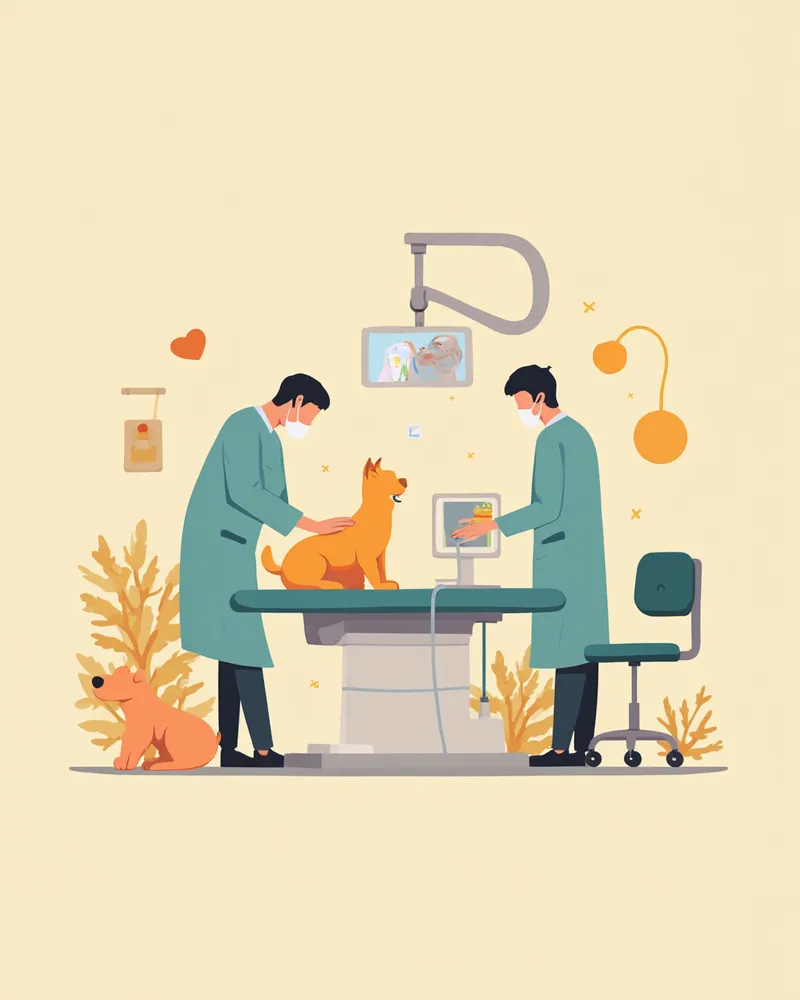 마취 상태에서 강아지 스케일링을 진행하는 수의사