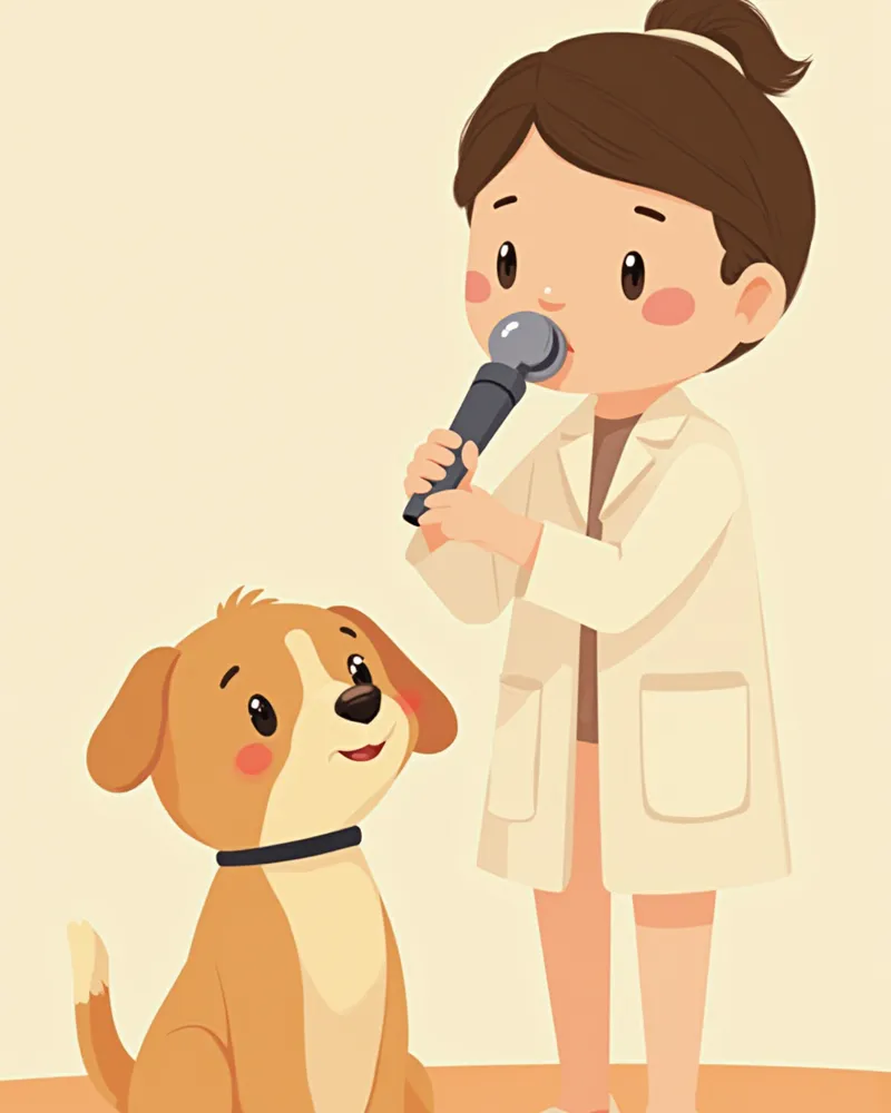 강아지 피부 염증을 전문 장비로 관찰하는 모습