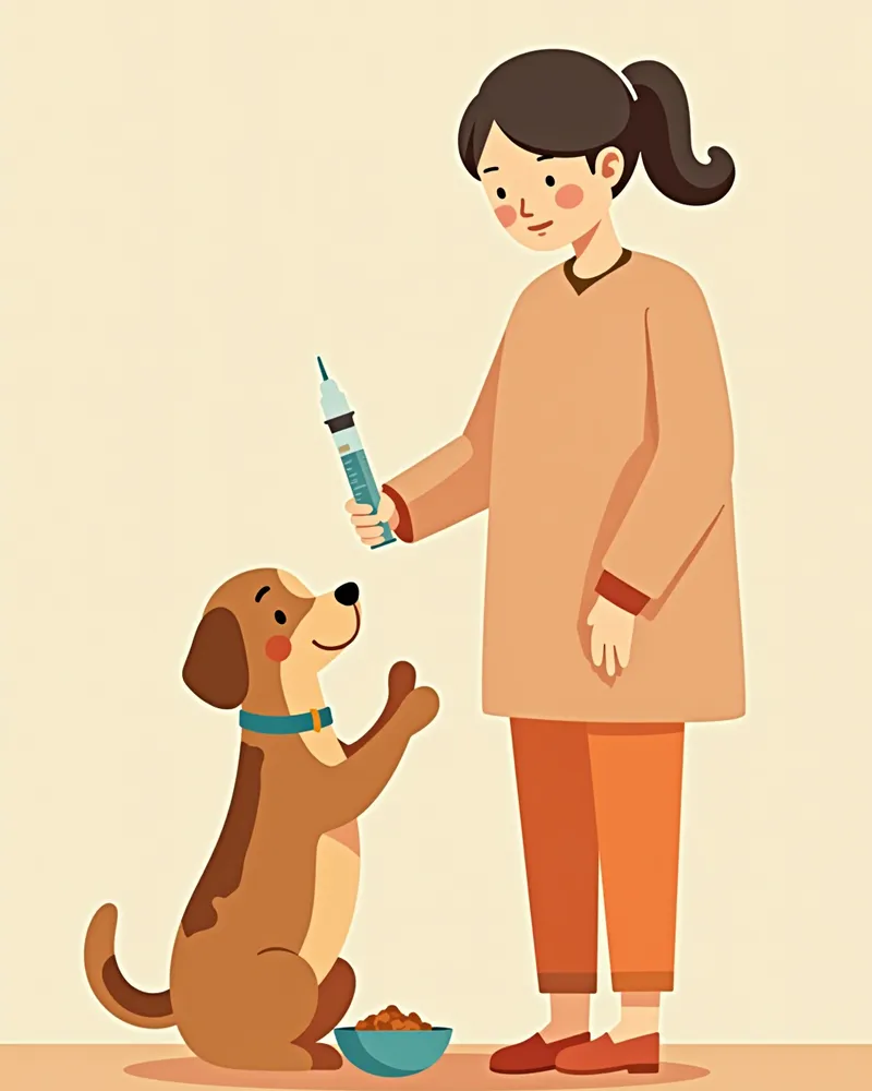 강아지 당뇨병 치료를 위한 인슐린 주사와 특수 사료