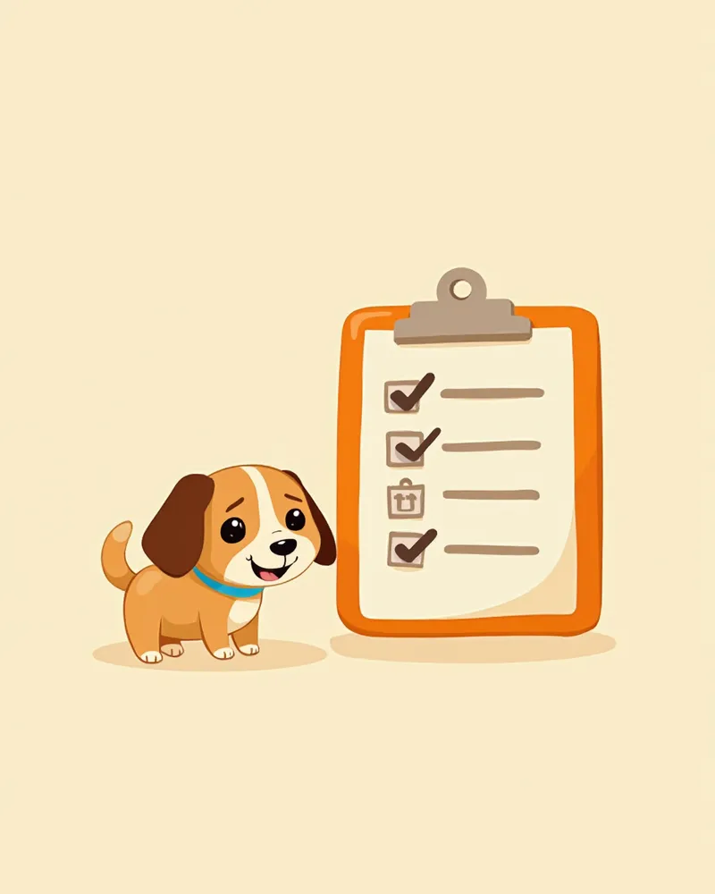 설사 양상 체크리스트와 강아지 일러스트