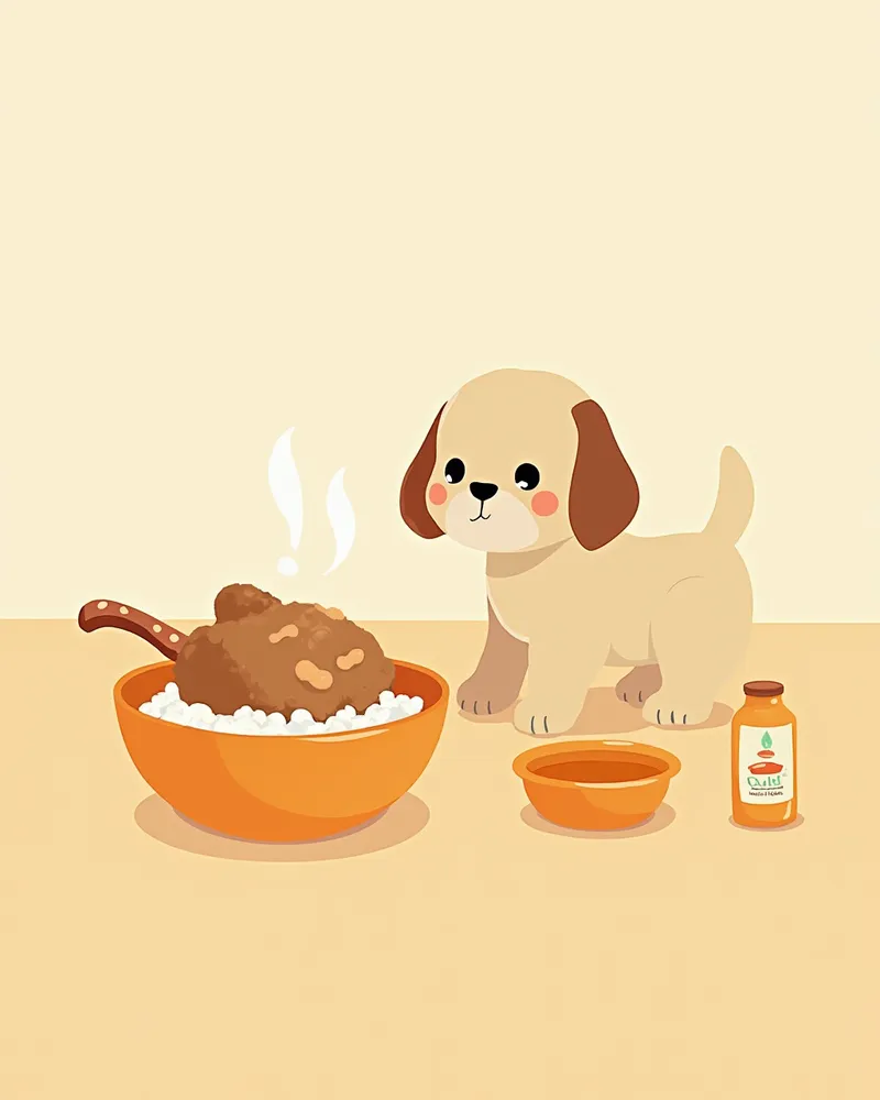 소화가 쉬운 음식과 물그릇이 있는 가정 관리 일러스트