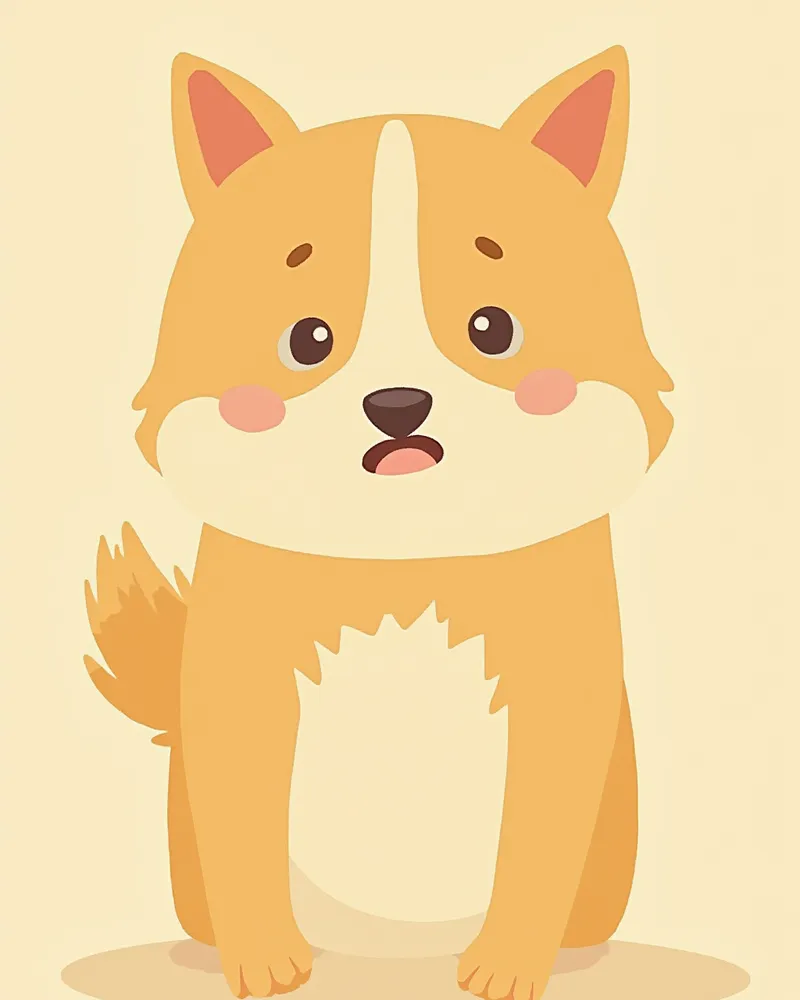 귀를 접고 꼬리를 내린 공포 신호를 보이는 강아지