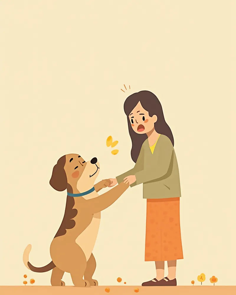 비틀거리는 증상을 보이는 강아지와 보호자