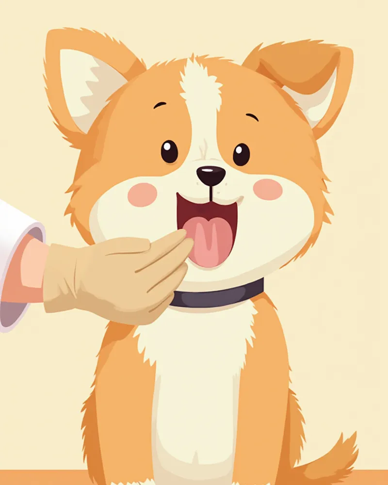 수의사가 강아지 잇몸 색을 확인하는 모습