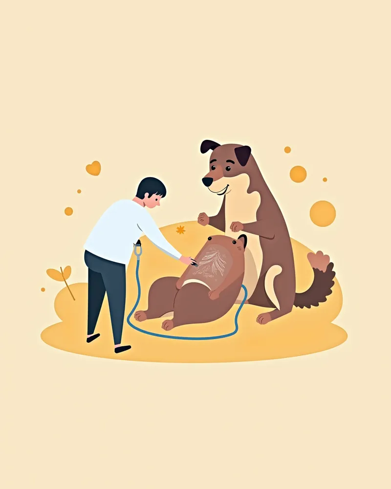 강아지의 간 초음파 검사 중인 모습