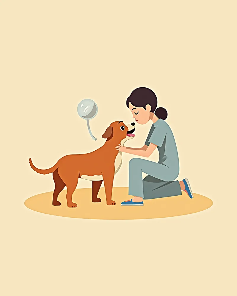 수의사가 강아지의 입안을 검사하는 모습