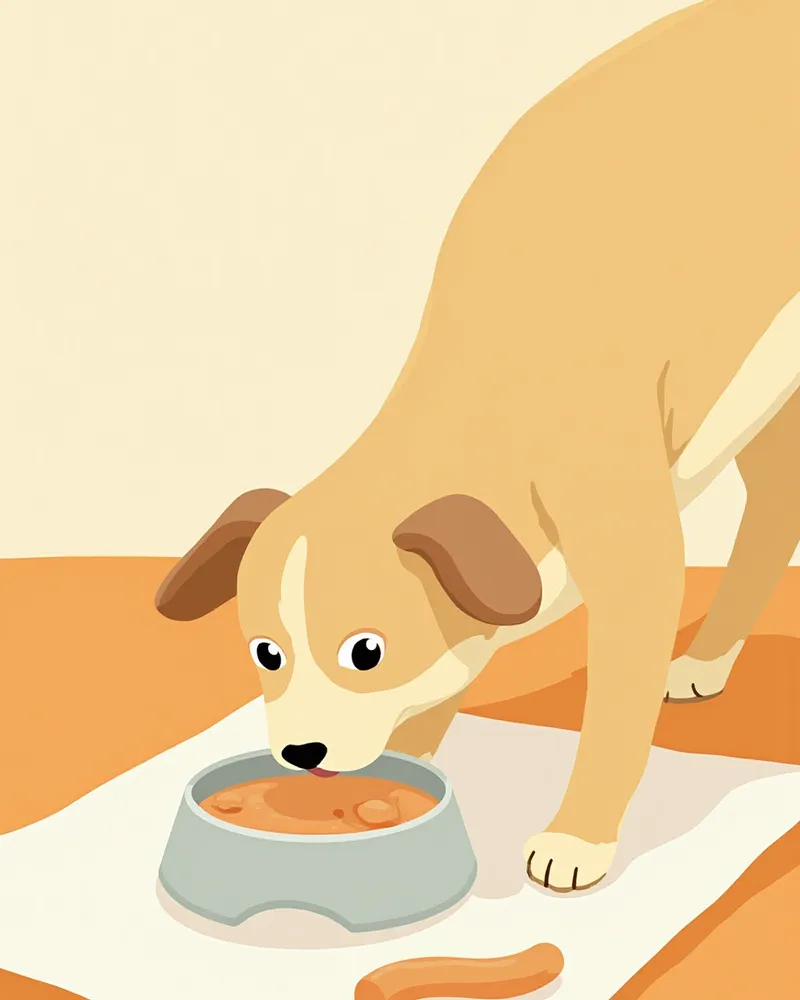 EPI 강아지의 회색 기름진 대변과 빈 밥그릇