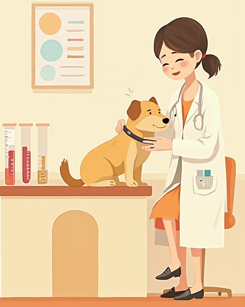 EPI 진단을 위해 강아지에게 혈액 검사를 하는 모습