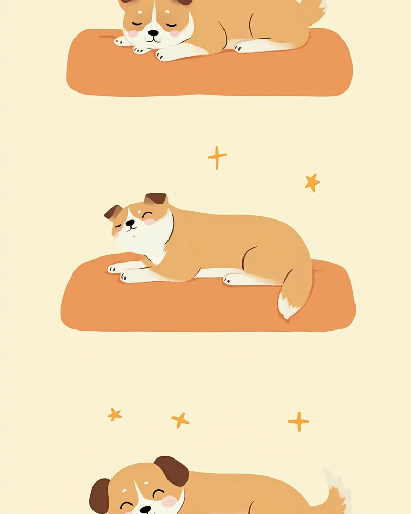 발작의 세 단계를 보여주는 강아지 일러스트