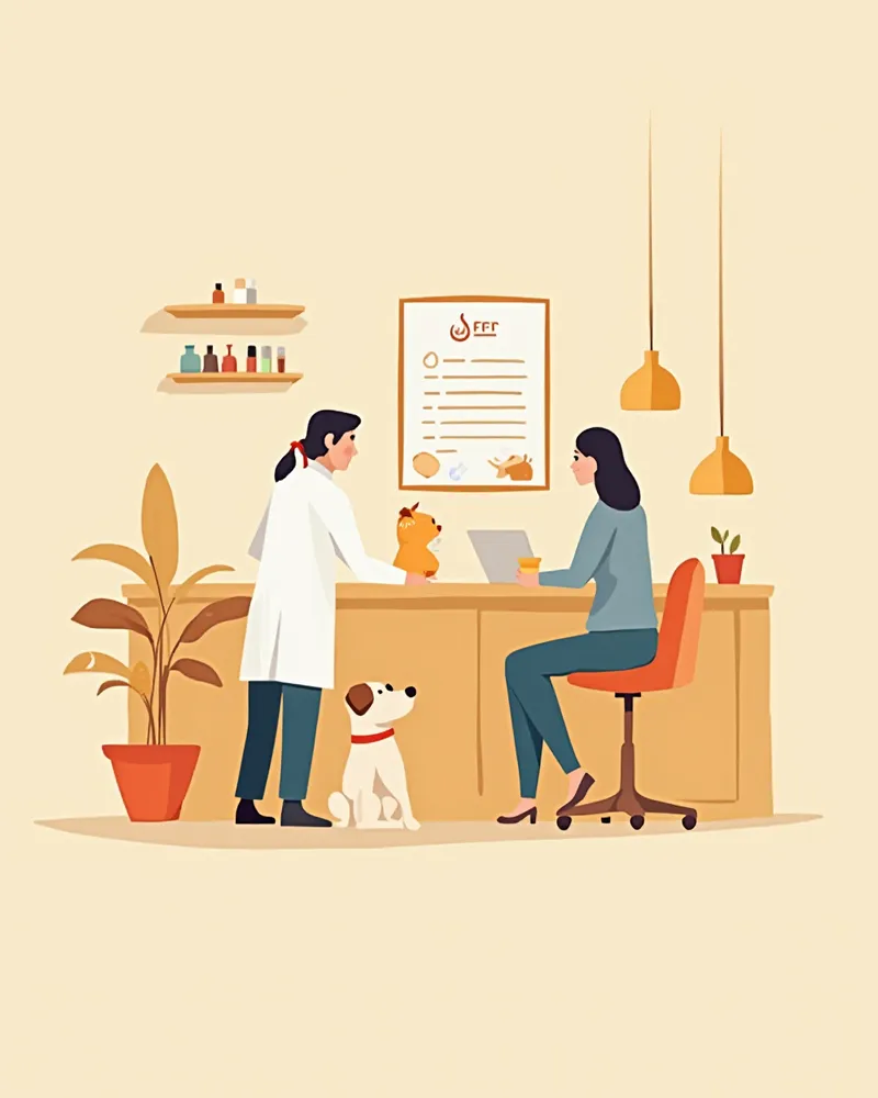 보호자에게 치료 계획을 설명하는 수의사