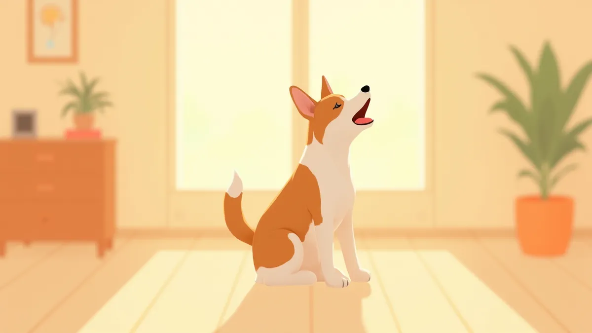 집에서 짖고 있는 강아지 정면 모습