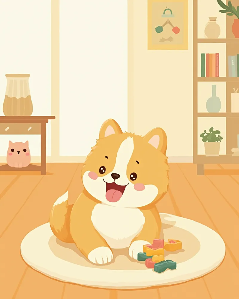 퍼즐 장난감을 가지고 노는 강아지