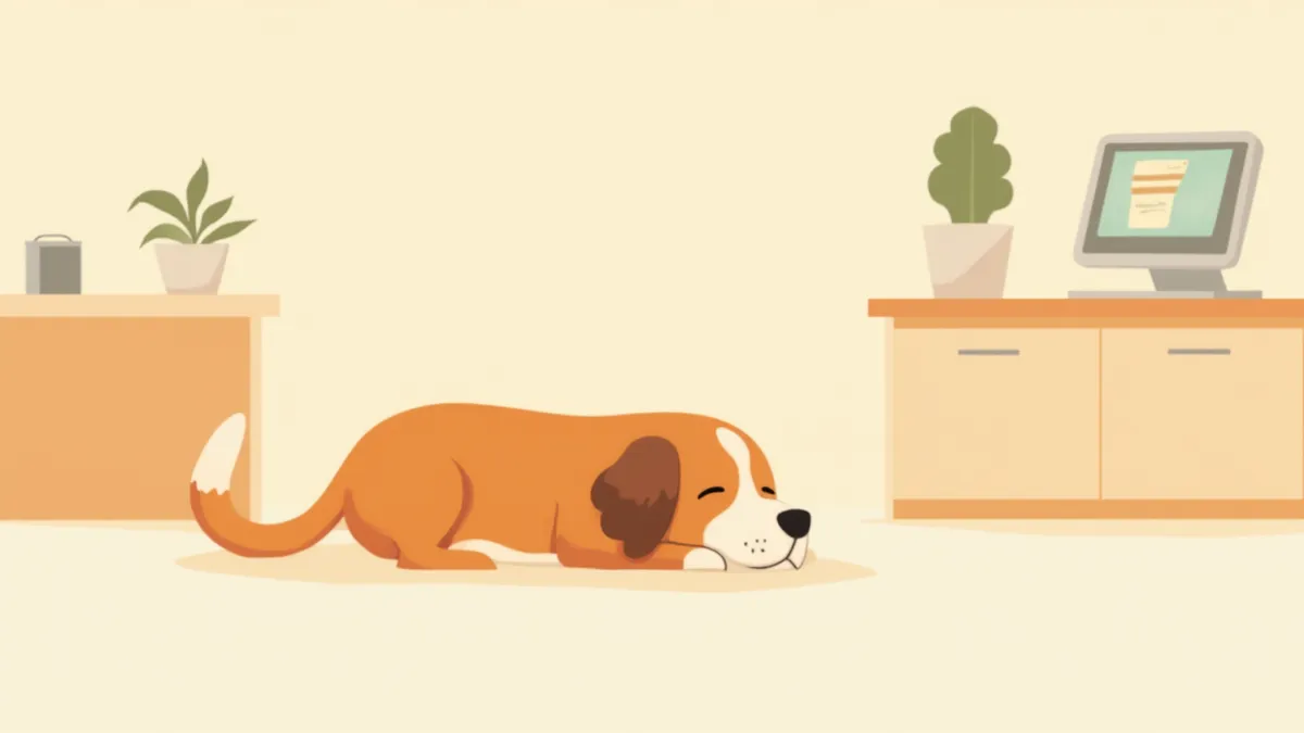 깨끗한 동물병원에서 편안하게 쉬고 있는 반려견