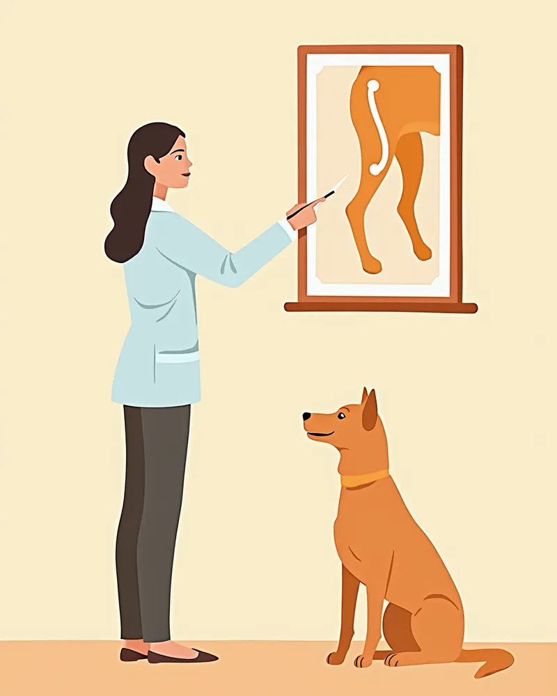 수의사가 반려견 관절 엑스레이를 확인하는 모습