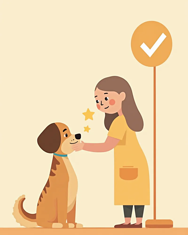 보호자가 강아지 눈 상태를 확인하는 일러스트