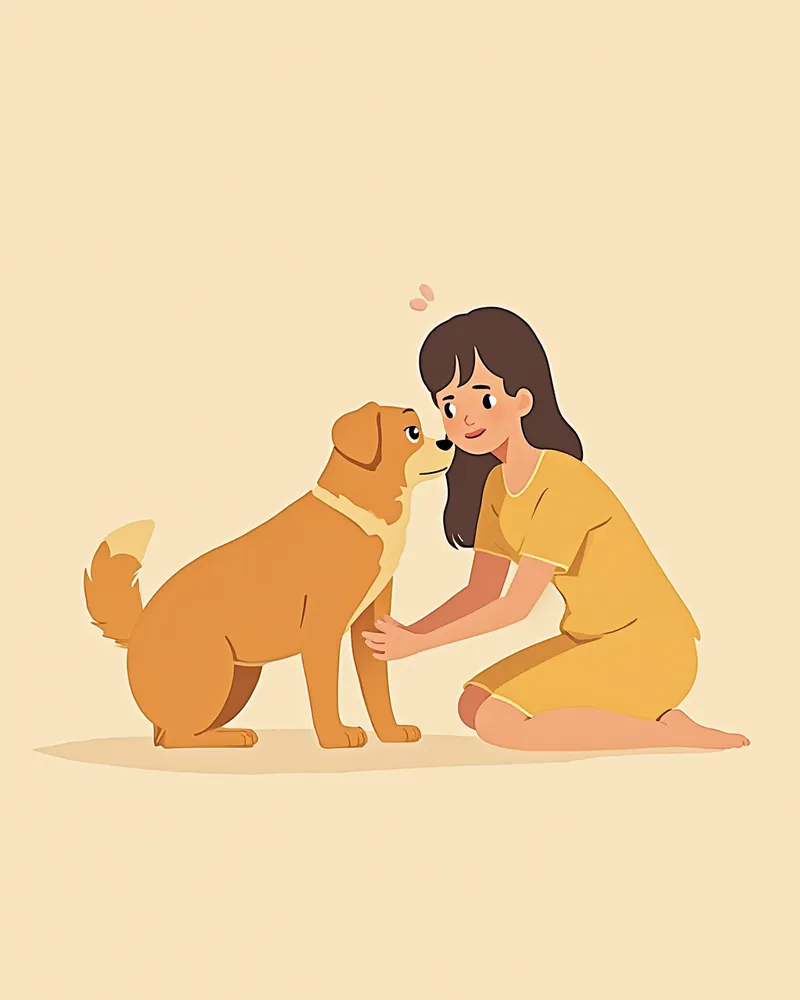 보호자가 강아지 눈 주변을 부드럽게 닦아주는 모습
