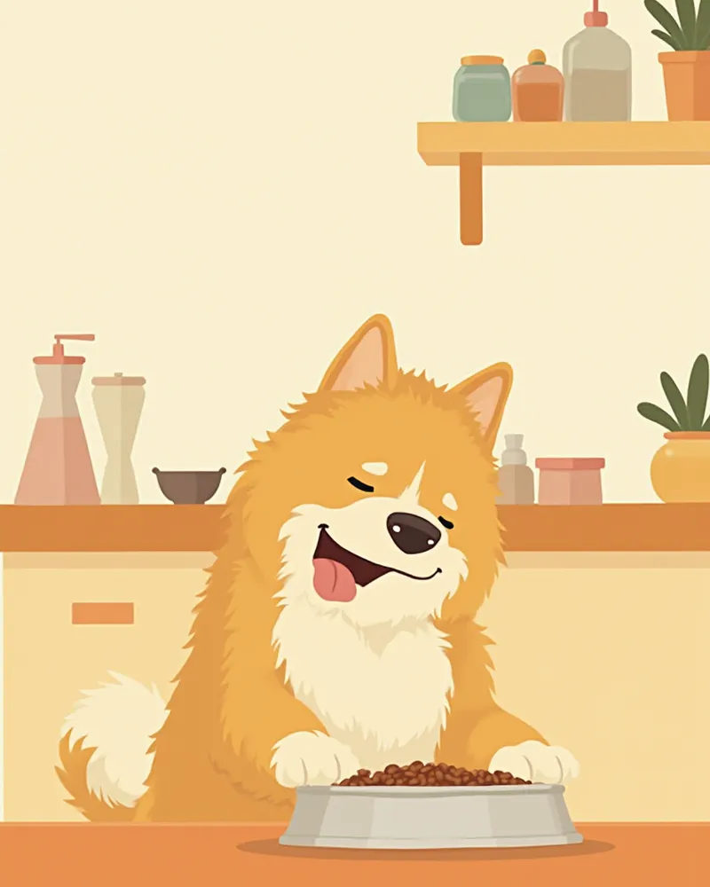 보호자가 기존 사료와 새 사료를 섞어 급여하는 모습