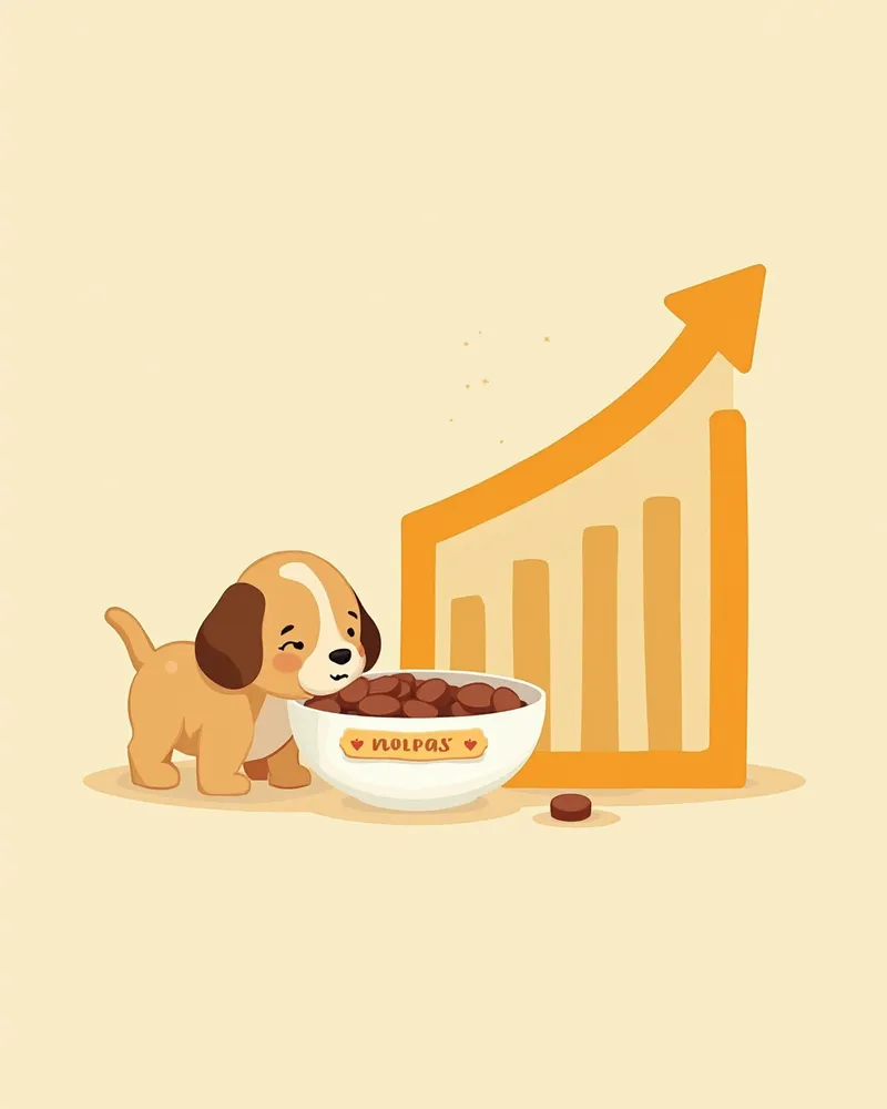 퍼피 전용 사료를 먹고 있는 강아지 일러스트