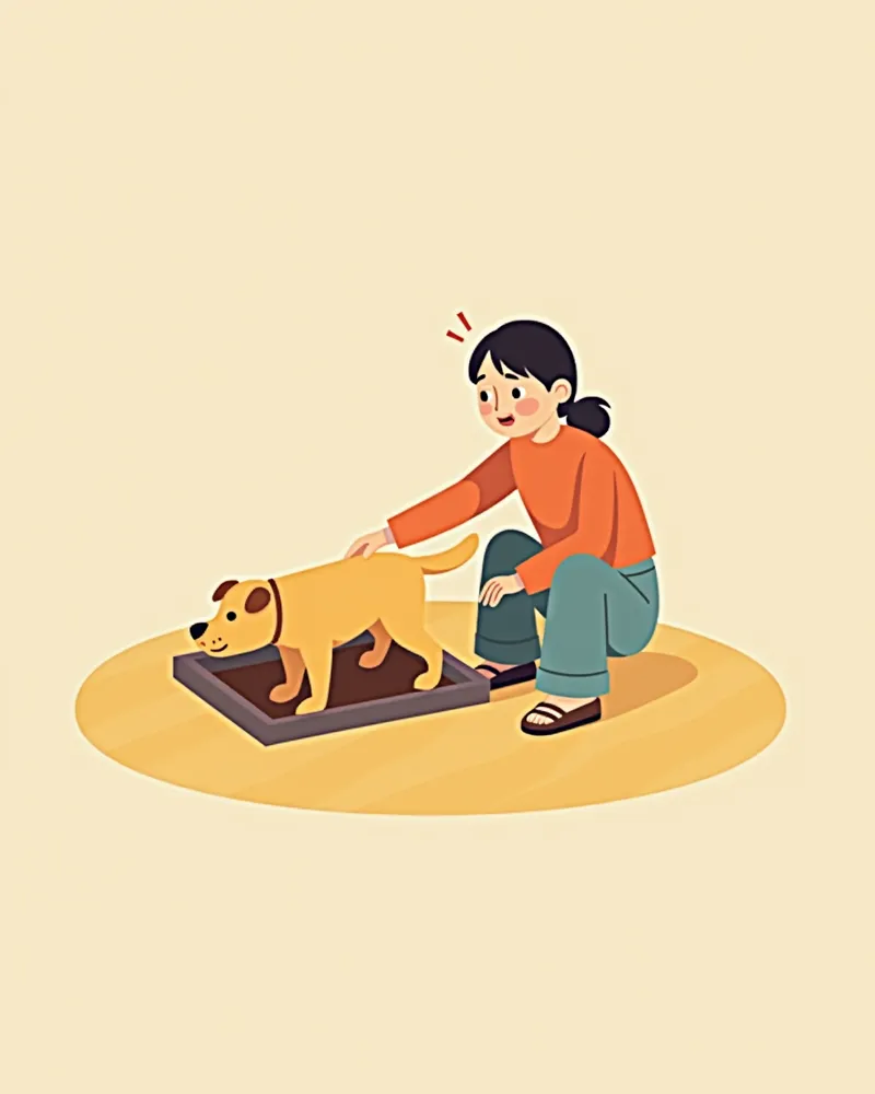 보호자가 강아지 배변 상태를 확인하는 모습