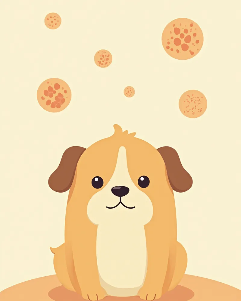 곰팡이성 피부염 증상을 보여주는 강아지 일러스트