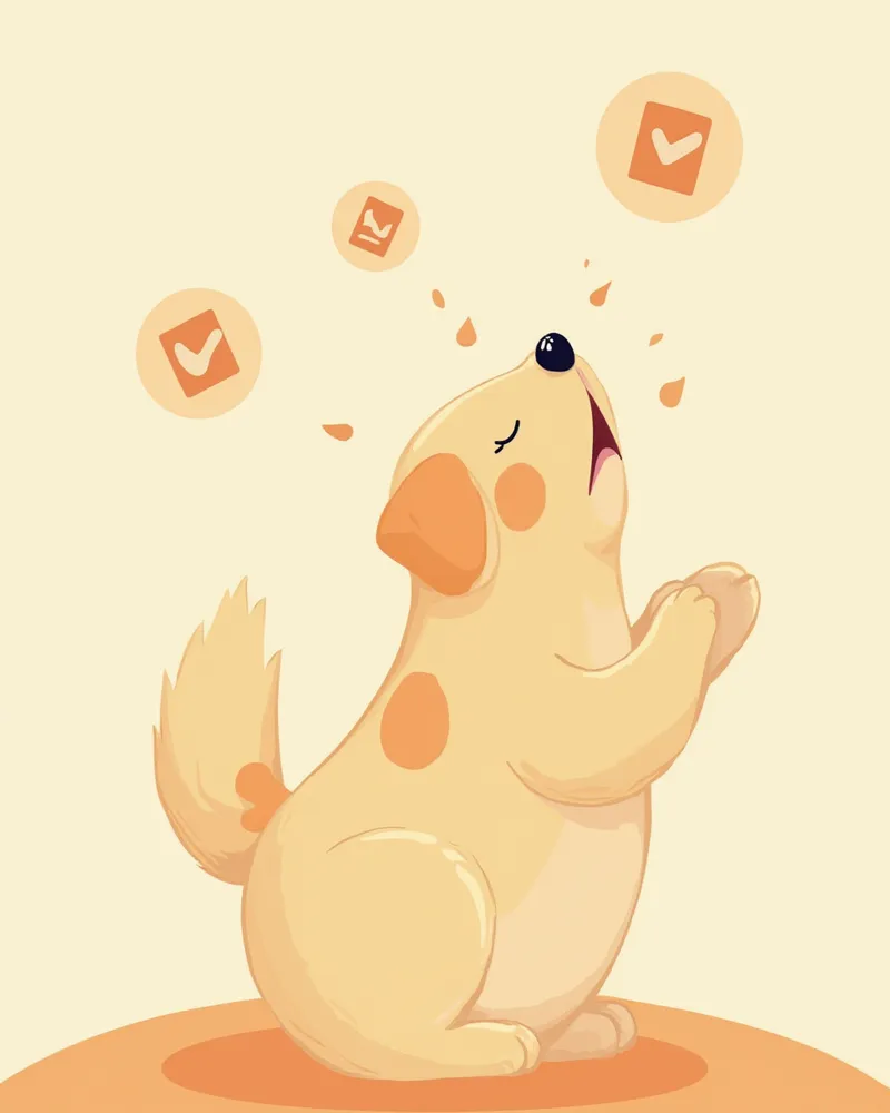 기도 자세를 취하고 있는 강아지