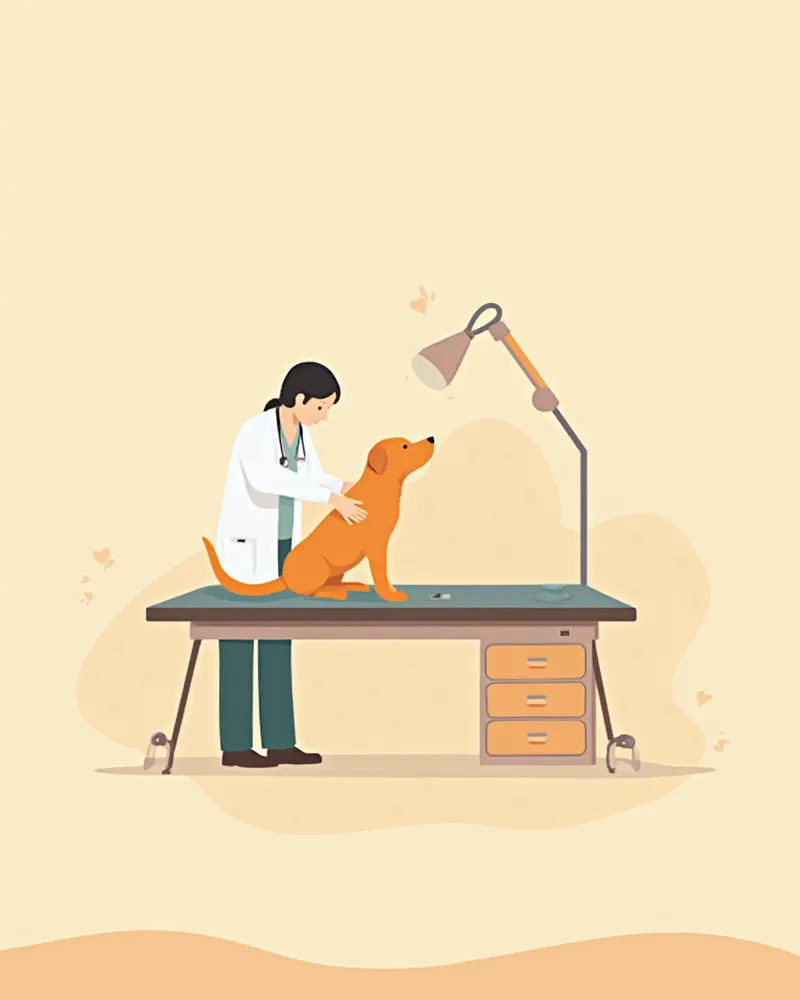 수의사가 강아지 복부를 진찰하는 모습 — 포도 중독 증상 진단