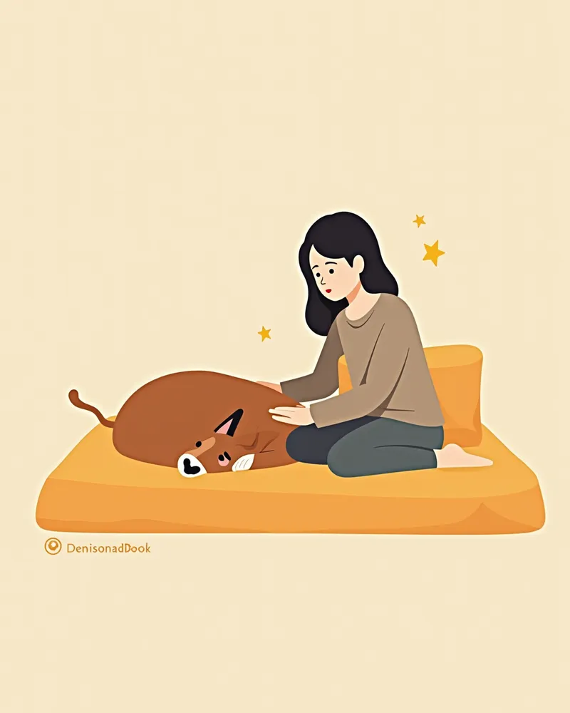 포도 중독 치료 후 집에서 강아지를 돌보는 보호자