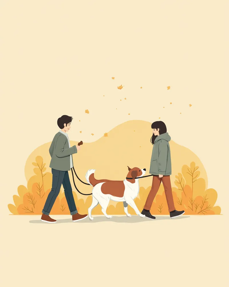 간식으로 주의를 돌리며 강아지 사이 긴장을 풀어주는 보호자