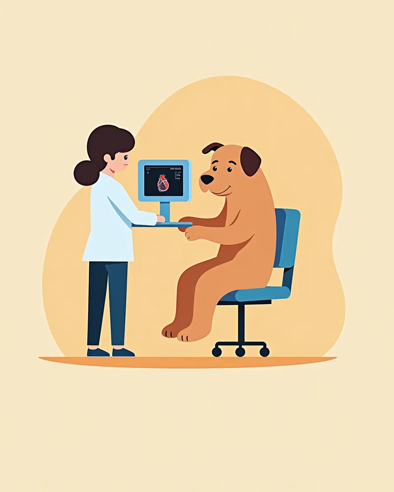 강아지 심장 초음파 검사 장면