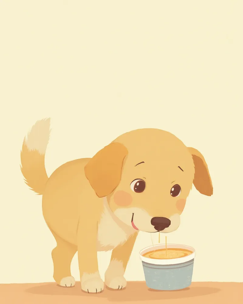 이른 아침 산책 중 물을 마시는 건강한 강아지