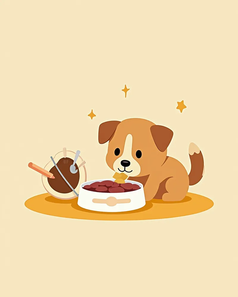 강아지 간 병증 예후 개선을 위한 특수 사료 제공 장면