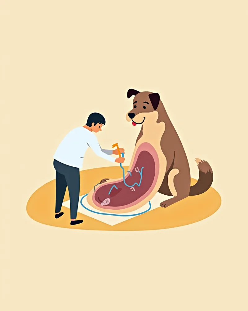 강아지 간 초음파 검사 중인 수의사