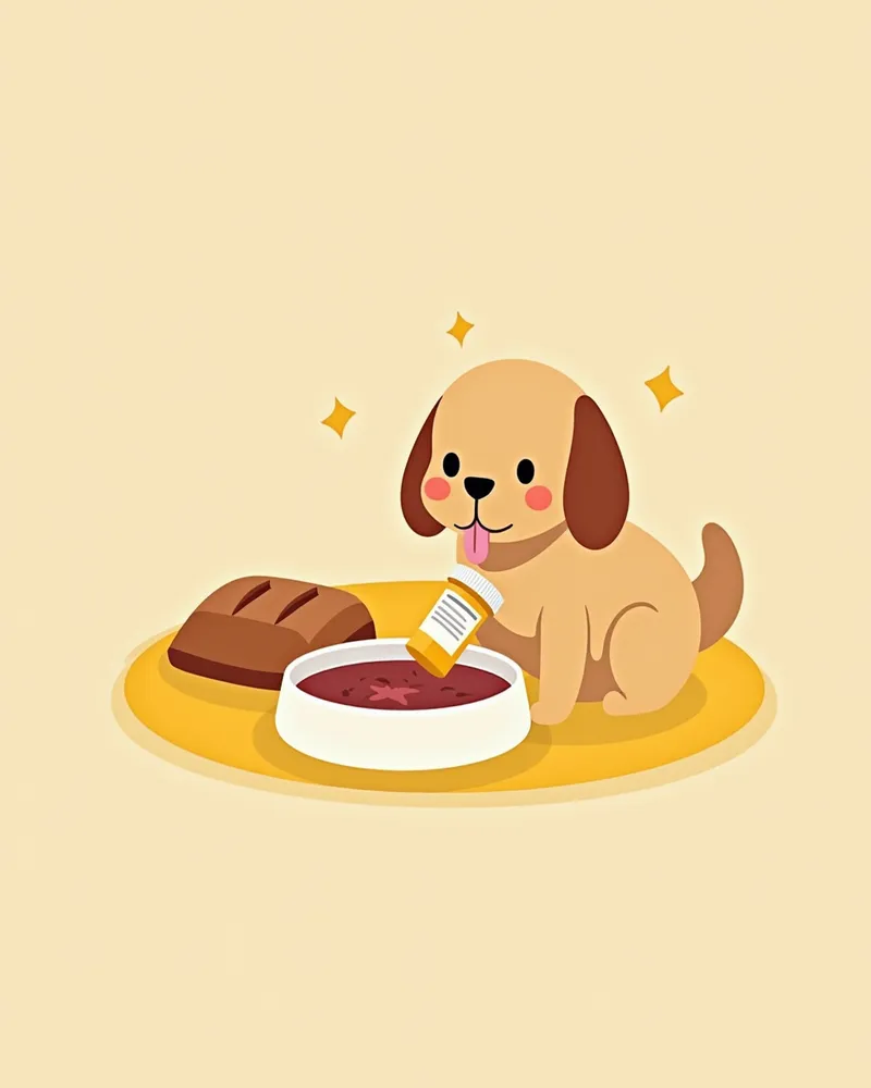 강아지가 간 건강을 위한 특수 사료를 먹는 모습