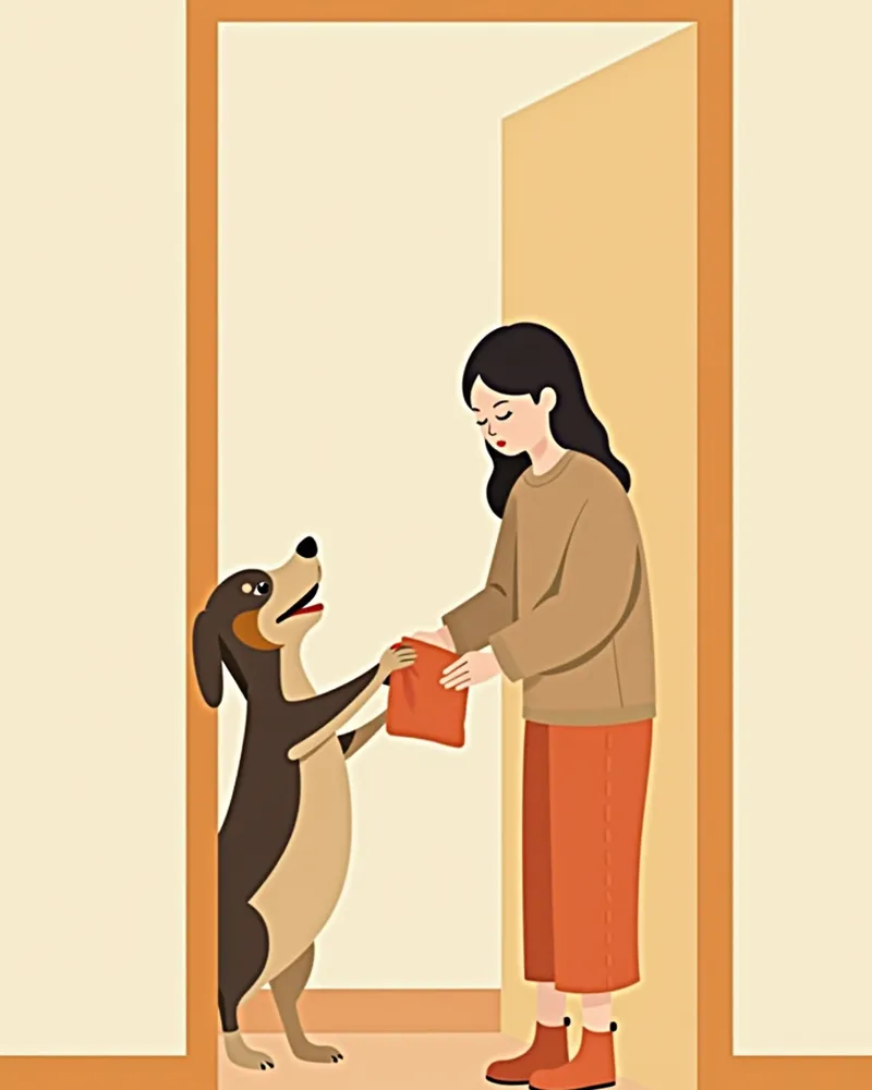 산책 후 강아지 발바닥을 닦아주는 장면