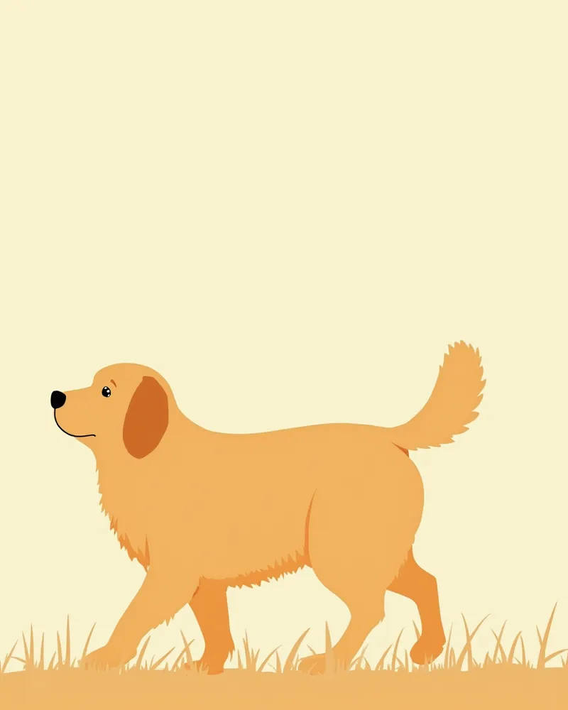 잔디 위에서 뒷다리를 모아 걷고 있는 골든 리트리버