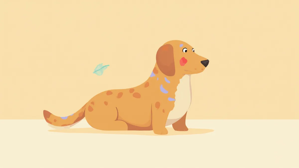 수의사가 골든 리트리버의 피부 상태를 확인하는 모습