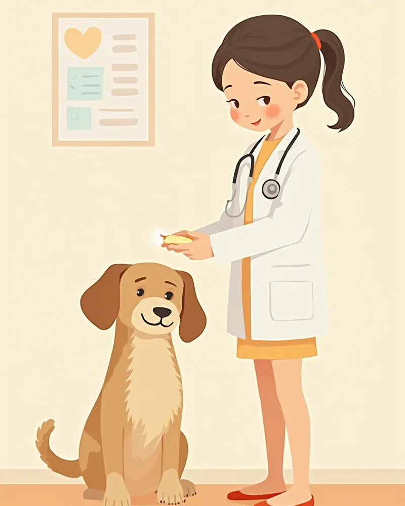 수의사가 강아지의 핫스팟 부위에 외용제를 도포하는 모습