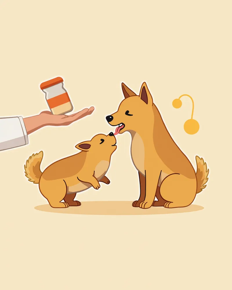약을 먹는 강아지