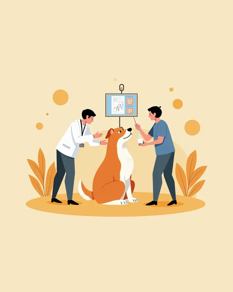 강아지에게 칼슘 주사를 맞는 모습과 혈액 칼슘 수치 모니터링 장면