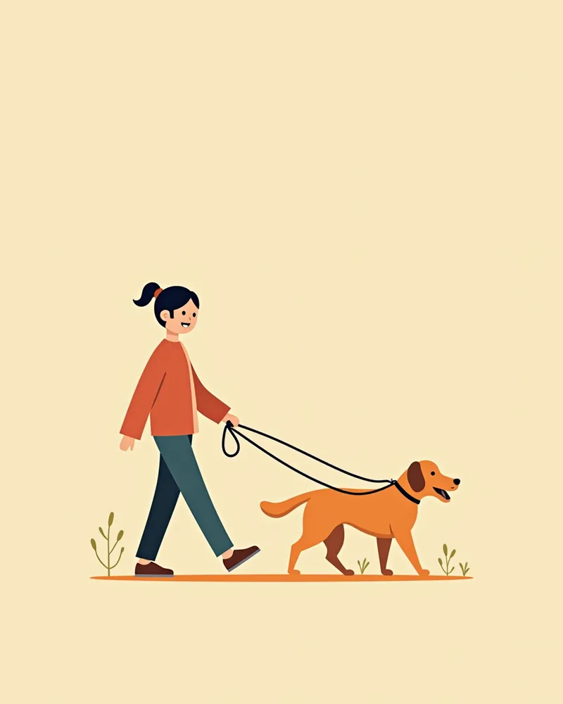 강아지와 함께 산책하는 보호자