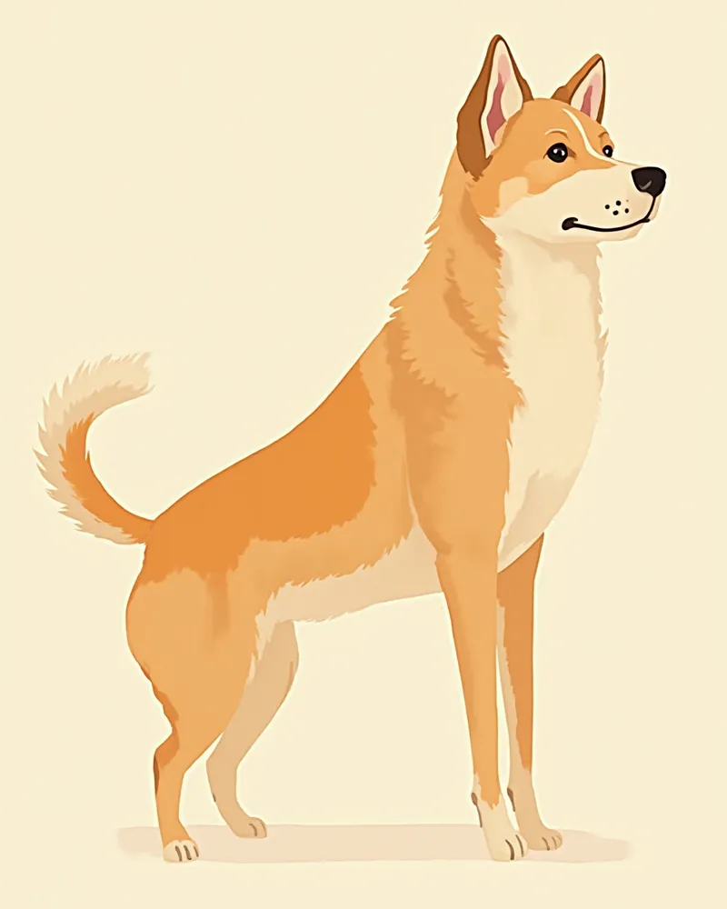 옆구리와 꼬리 쪽에 대칭성 털 빠짐이 보이는 강아지 일러스트