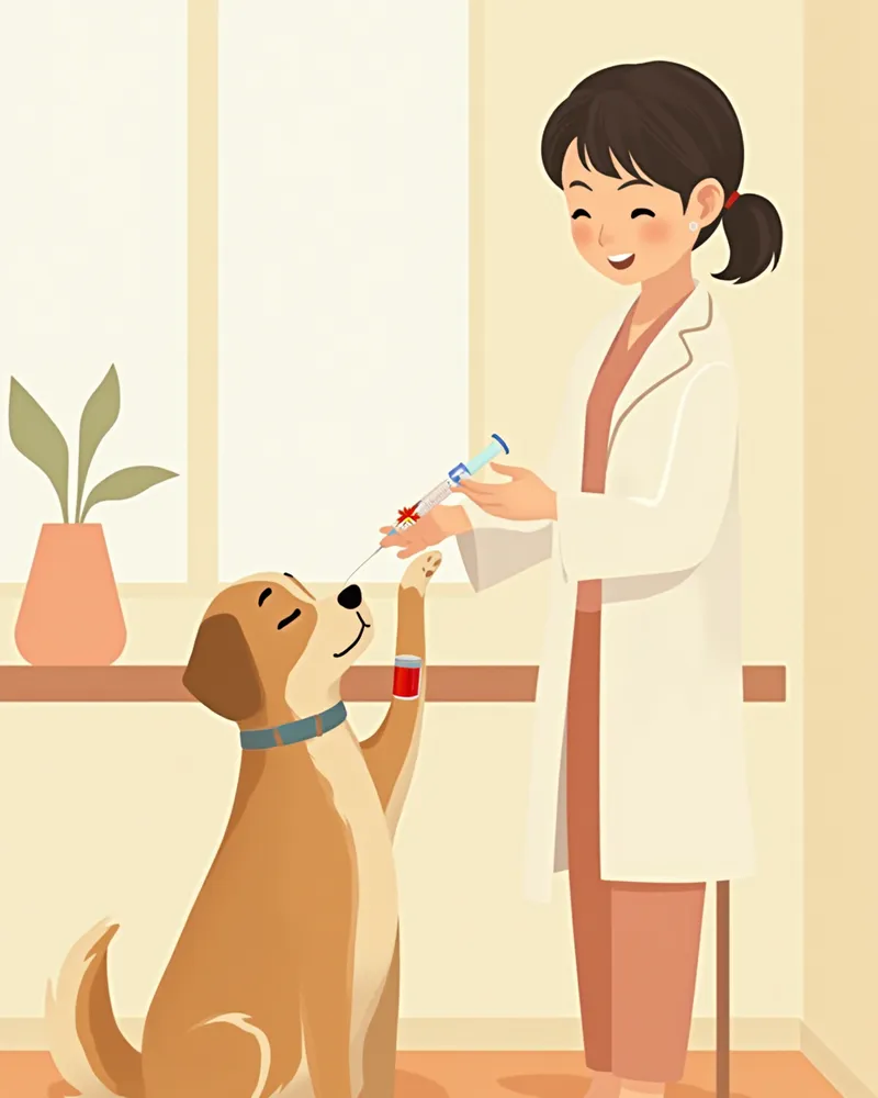 동물병원에서 강아지 앞다리 혈액검사를 진행하는 모습