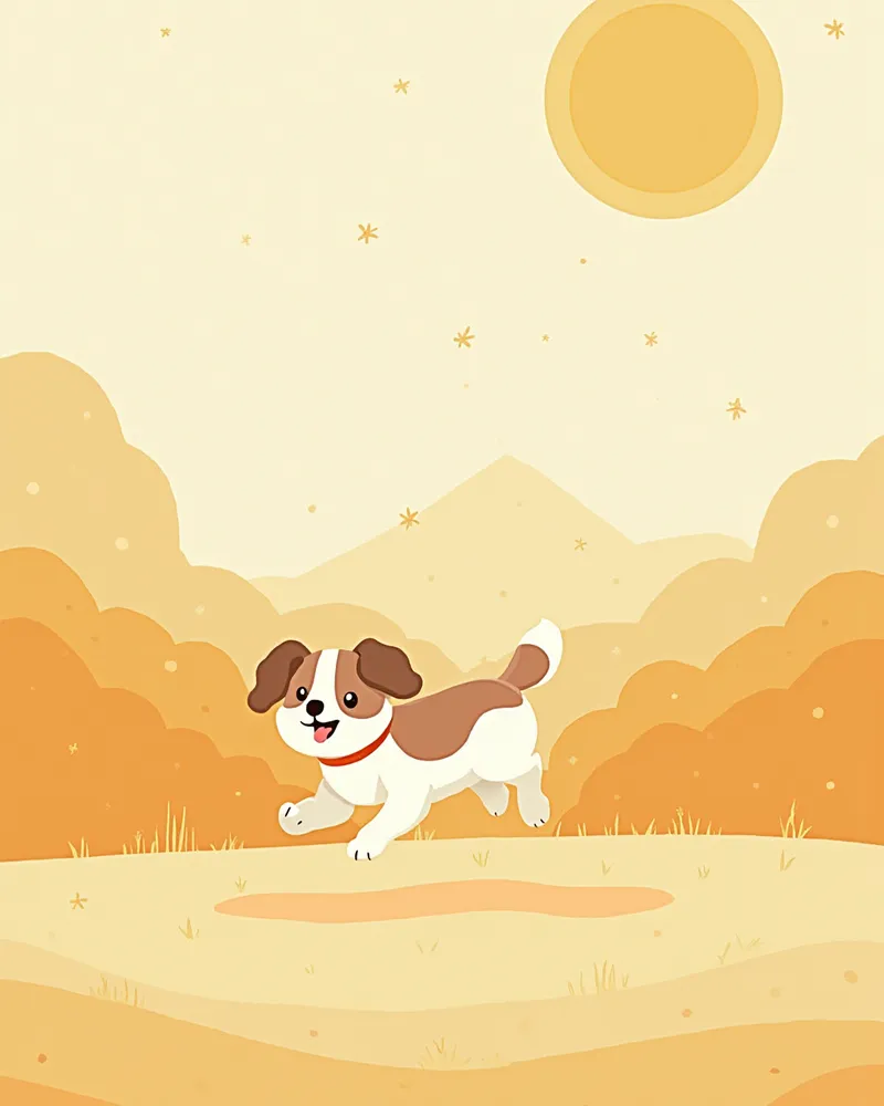 약을 먹고 다시 활발해진 강아지가 마당에서 뛰노는 모습