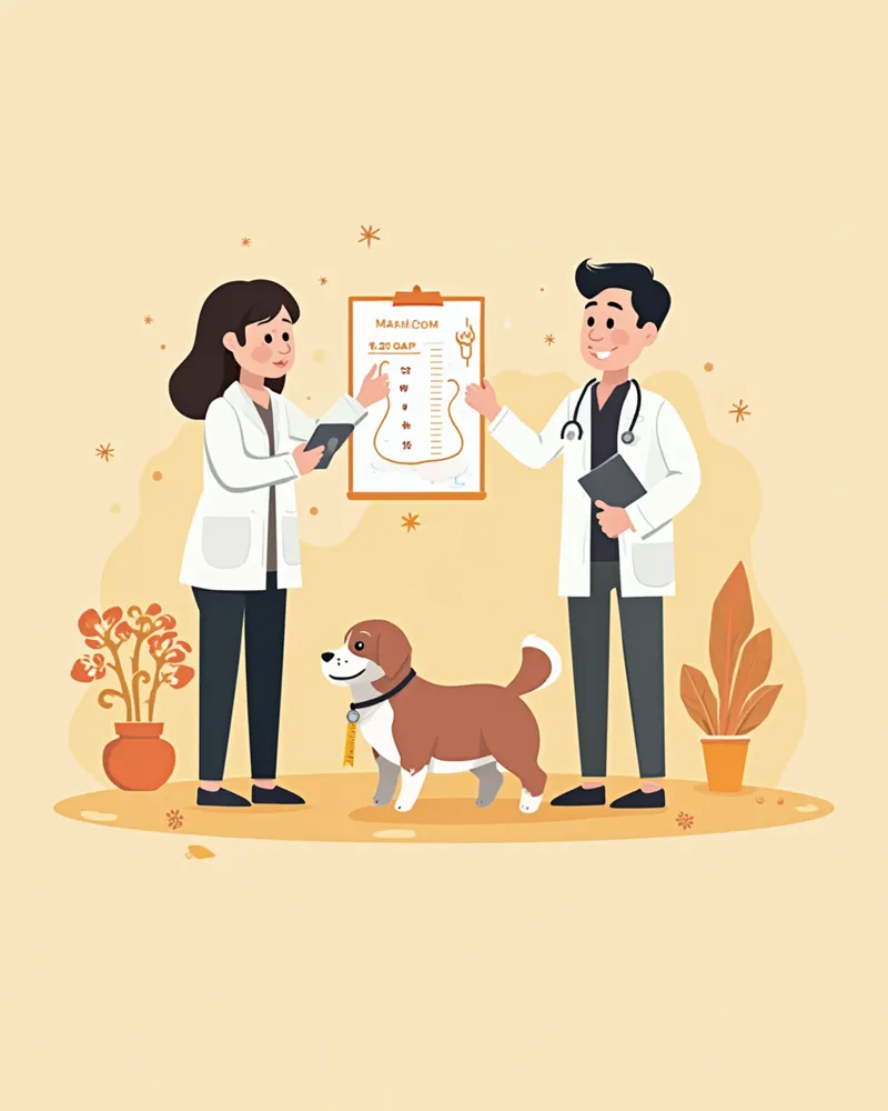 수의사와 강아지 체중 관리 상담을 받는 모습