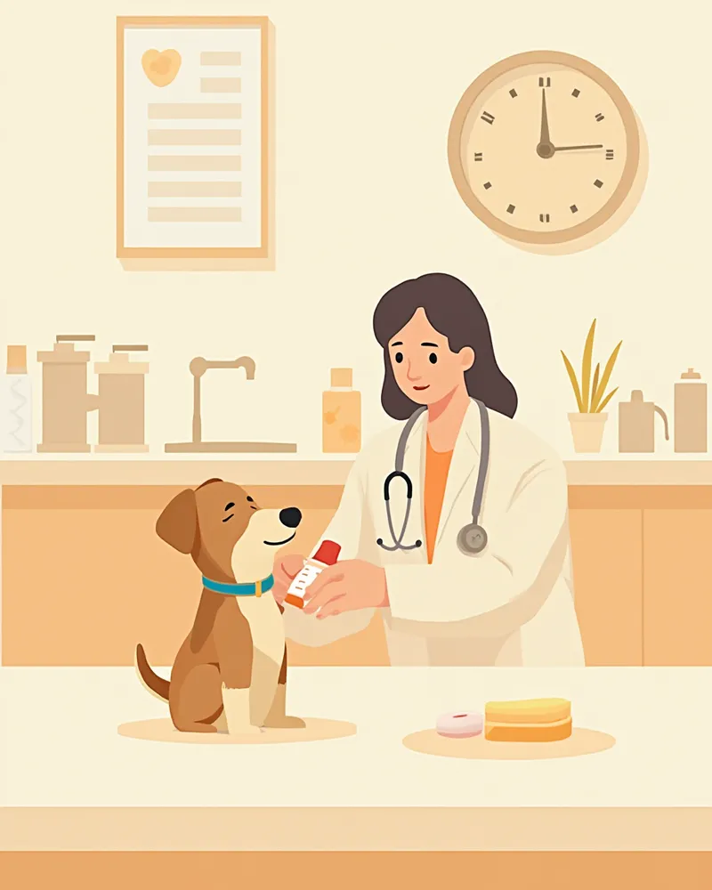 수의사가 강아지에게 투약을 준비하는 모습