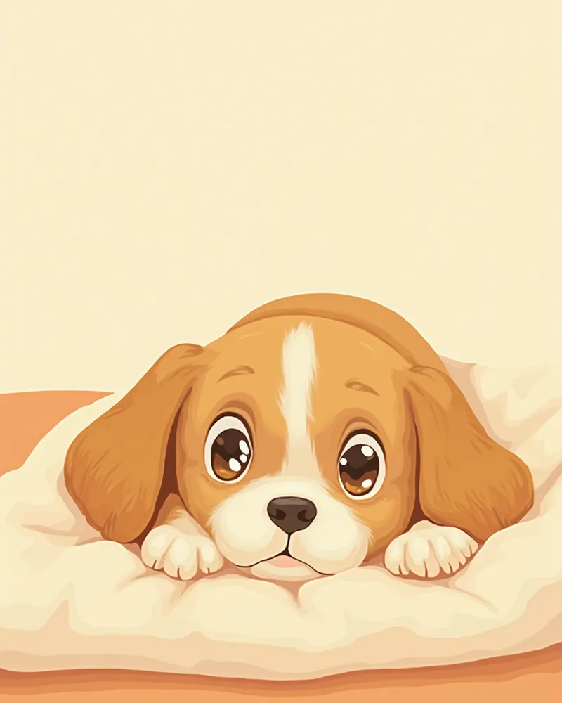 기운이 없어 보이는 강아지 클로즈업