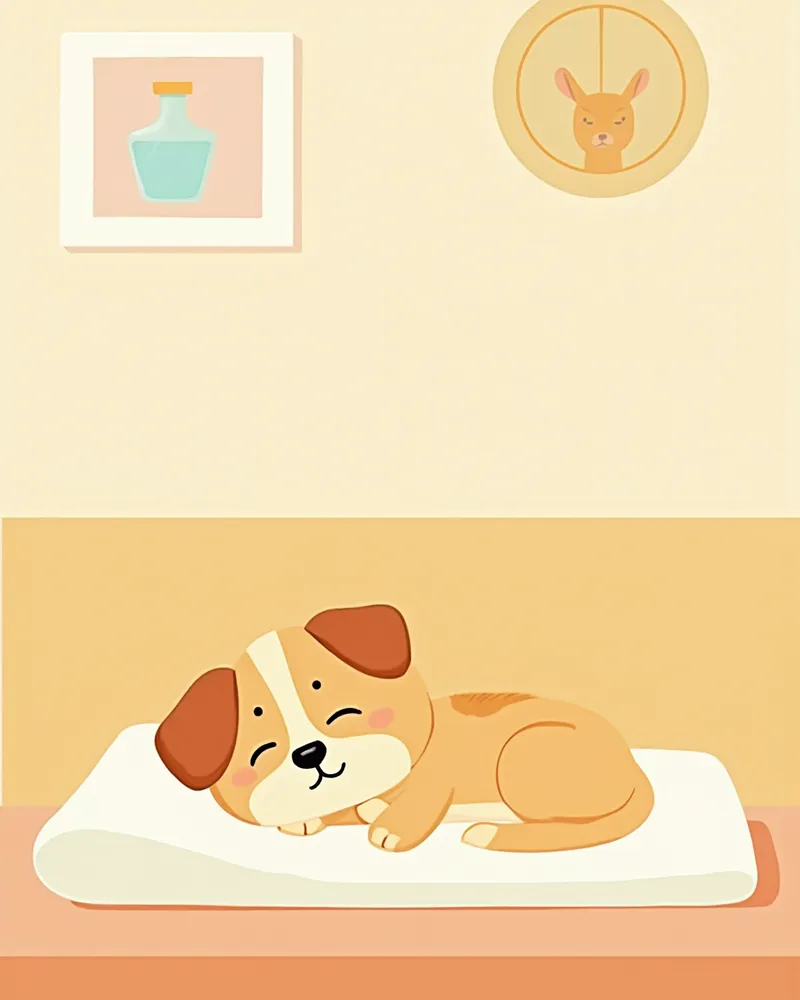 치료 후 편안하게 쉬고 있는 강아지