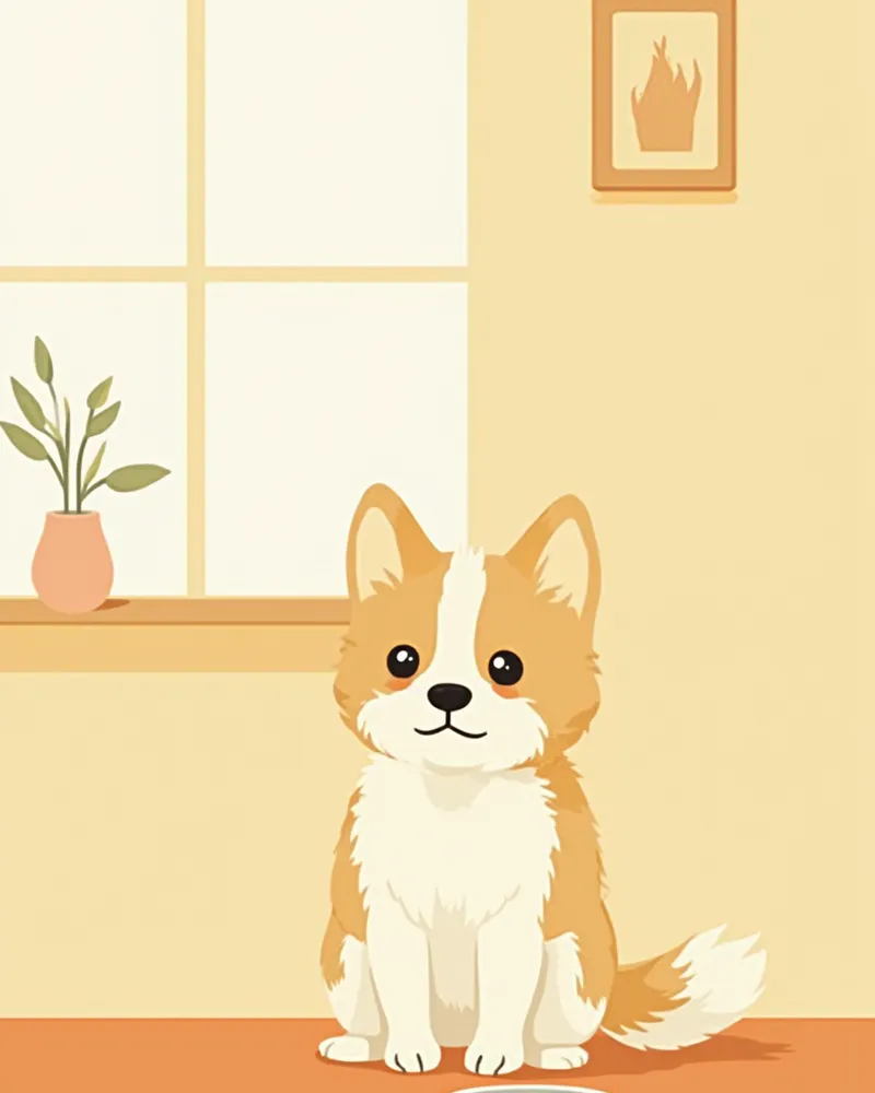 물그릇 옆에 앉아있는 노령 소형견