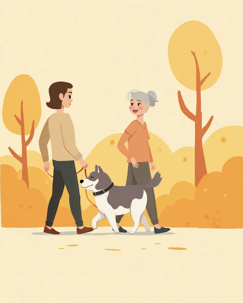 재활 치료 후 산책하는 강아지